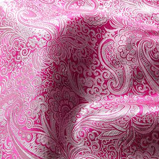 Jacquard för kläder Metallic paisley – intensiv rosa/silver, 