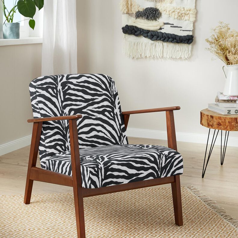 Stoppningstyg Jacquard zebra – vit/svart, image number 7