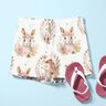 Bomullspoplin hare och igelkott i en blomcirkel Digitaltryck – elfenbensvit,  thumbnail number 5