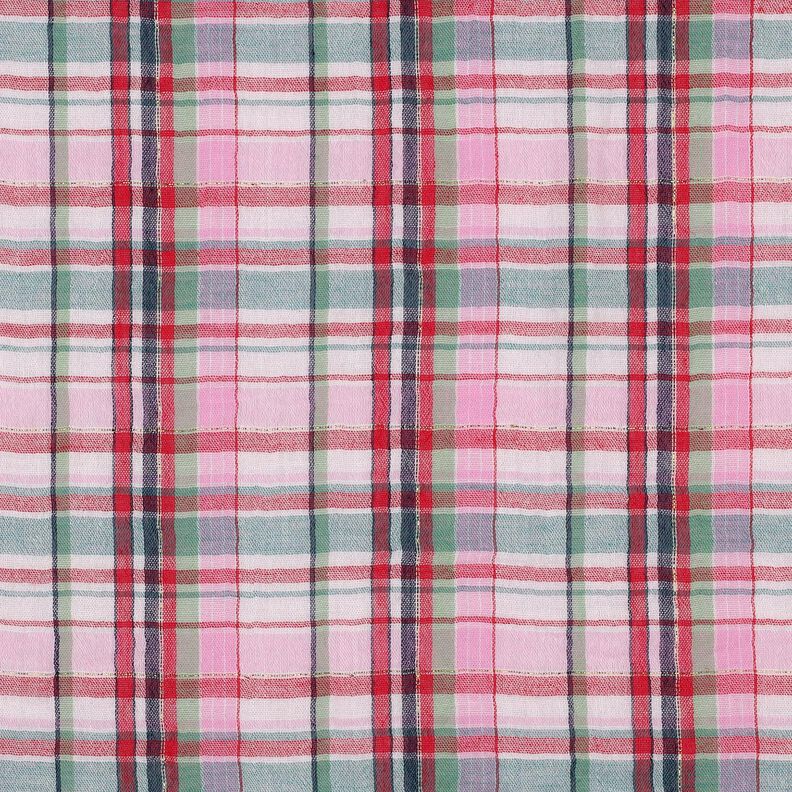 Muslin/Dubbel-krinkelväv Lurex rutigt | Poppy Fabrics – rose/guldmetallic,  image number 1
