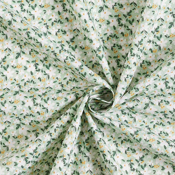 ekologisk bomullspoplin fina blommor – ljus mint, image number 3