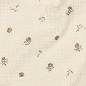 GOTS Muslin/Dubbel-krinkelväv Romantiska blommor  | Poppy Fabrics – ljusbeige/kanel, 