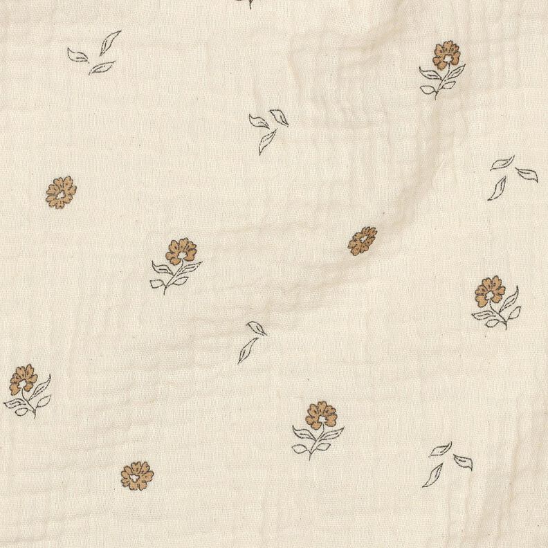 GOTS Muslin/Dubbel-krinkelväv Romantiska blommor  | Poppy Fabrics – ljusbeige/kanel,  image number 2