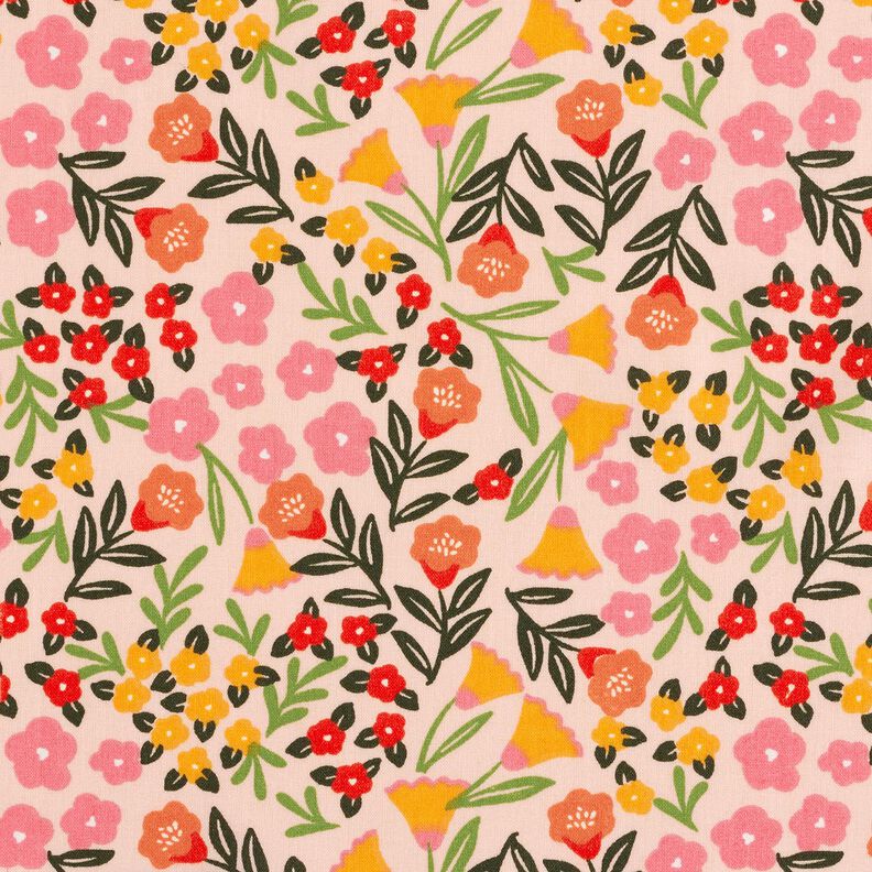 Behandlad bomull Blomsteräng – ljusbeige/pink,  image number 1
