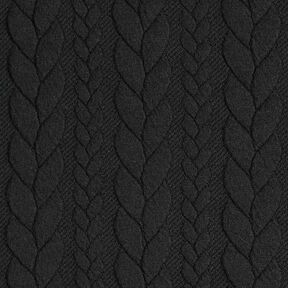 Jerseyjacquard Cloqué Flätat mönster – svart, 