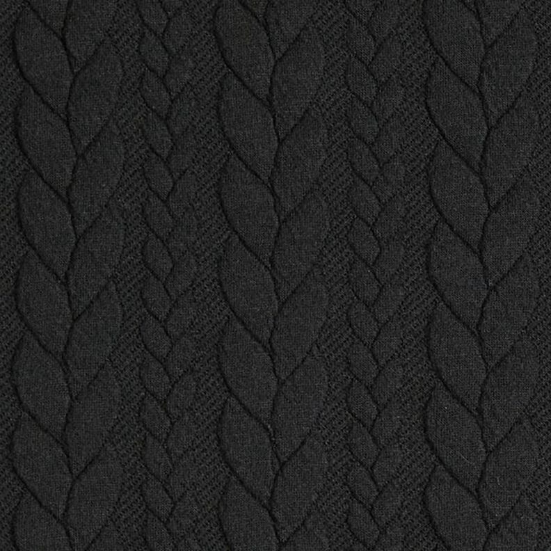 Jerseyjacquard Cloqué Flätat mönster – svart,  image number 1