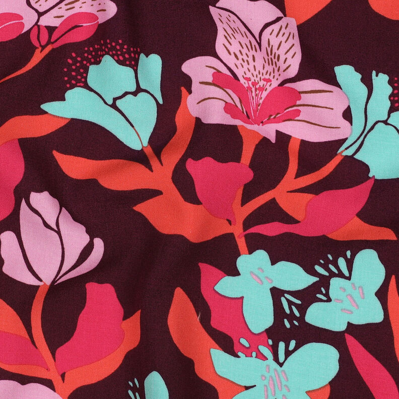 LENZING™ ECOVERO™ viskostyg  Amira Floral | Nerida Hansen – merlot/chiliröd,  image number 2