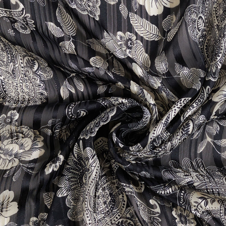 chiffong satinränder paisley – marinblått, image number 3