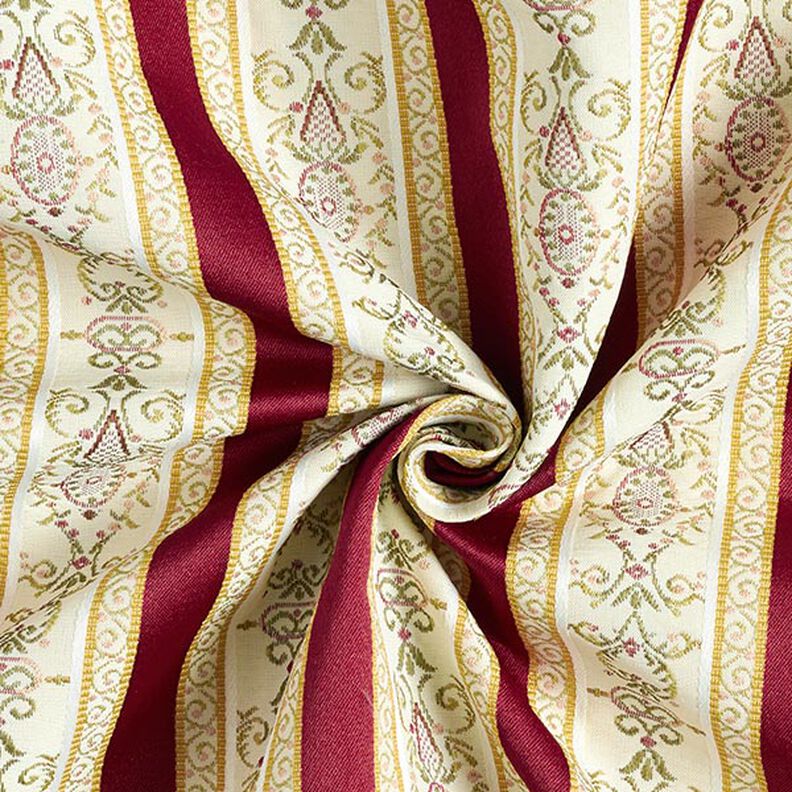 Möbeltyg Jacquard Biedermeier Ränder – kräm/rött,  image number 4