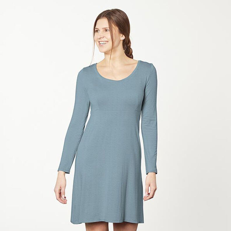 Bomullsjersey medium enfärgad – duvblå, image number 6