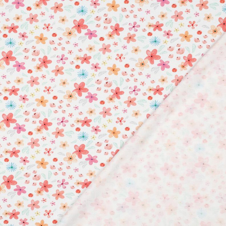 GOTS Bomullsjersey Färgglada blommor Digitaltryck | Poppy Fabrics – vit/apricot, image number 4