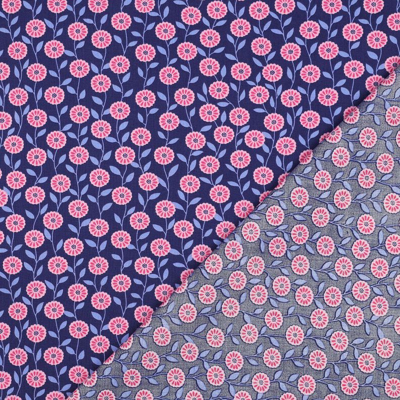 Bomullspoplin Sommarblommor | Poppy Fabrics – rosa/indigo,  image number 4