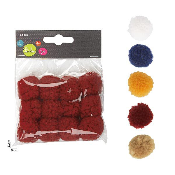 Pompong Set [ 12 styck / Ø25 mm  ] – marinblått,  image number 2
