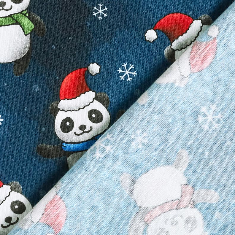 Bomullsjersey panda i julstämning | Glitzerpüppi – nattblå/chiliröd,  image number 4