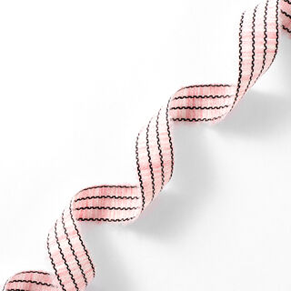 Vävt band Melange Ränder [27 mm] – rosa/svart, 