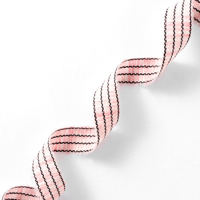 Vävt band Melange Ränder [27 mm] – rosa/svart,  image number 1