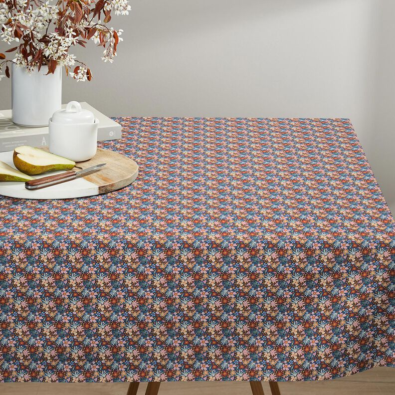 Bomullstyg Poplin Små blommor – indigo/ljus gammelrosa, image number 7