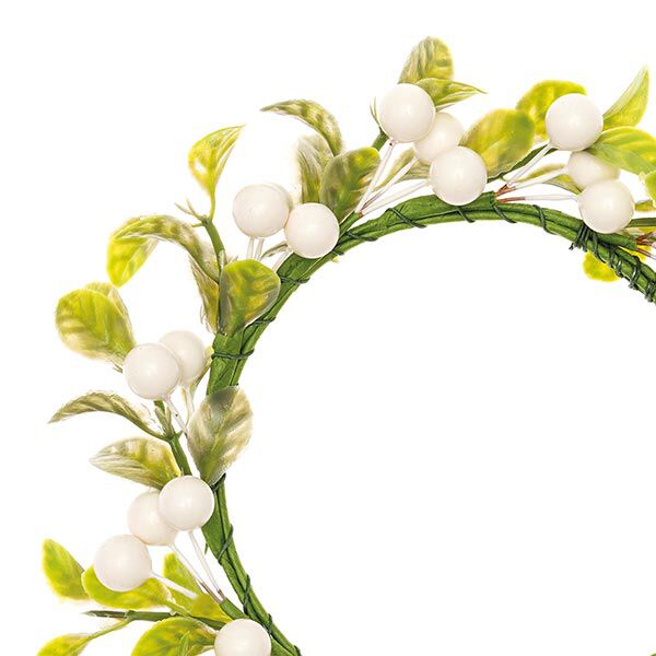 Dekoration Blomsterkrans med bär [Ø 9 cm/ 16 cm] – vit/grön,  image number 2