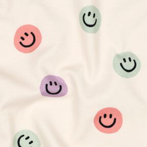 Bomullsflanell smilies | Poppy Fabrics – elfenbensvit/gammalrosa, 