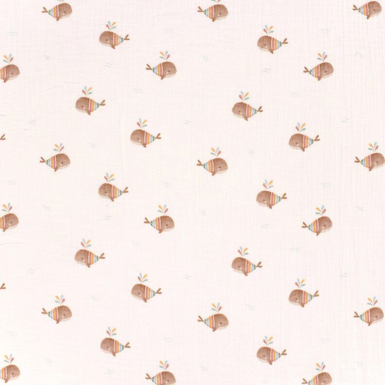 Muslin/Dubbel-krinkelväv randig val Digitaltryck – elfenbensvit,  image number 1