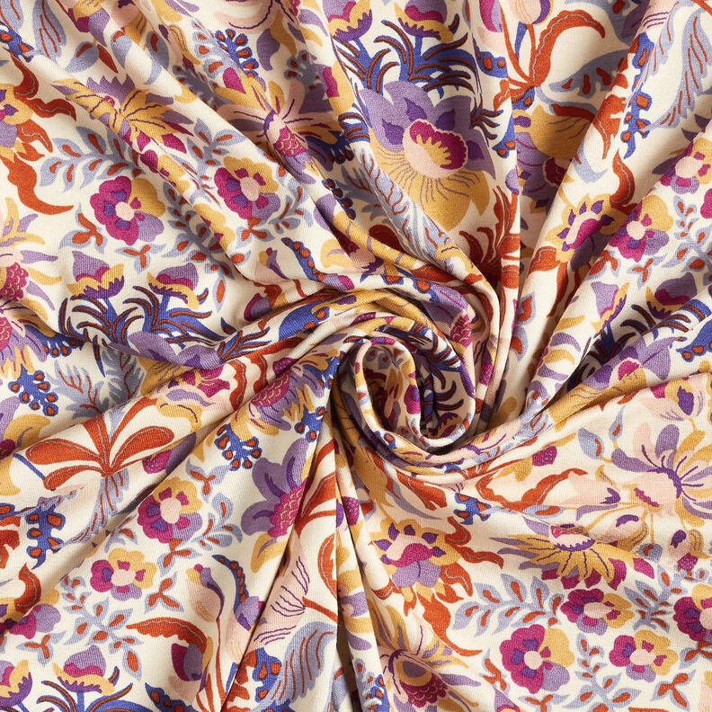 Viskosjersey Blommor och ornament | Katia Fabrics – kräm/lavender, image number 3