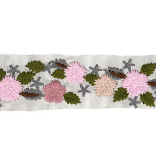Tyllband Blombroderi  – rosa/rose, 
