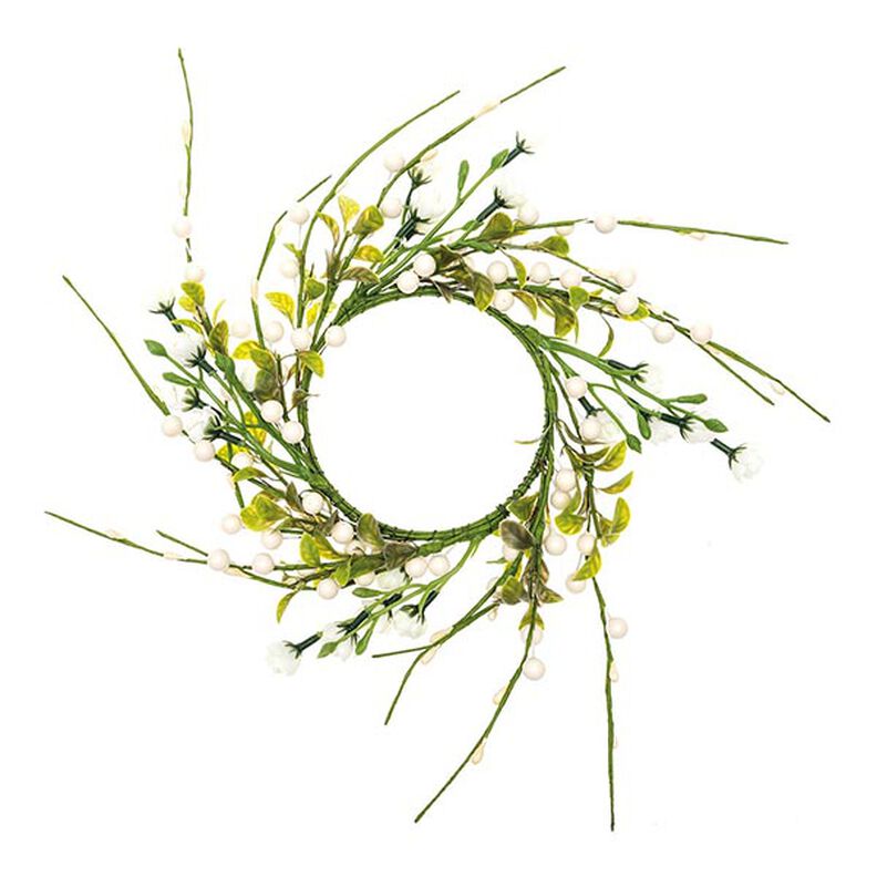 Dekoration Blomsterkrans med bär [Ø11 cm/ 39 cm] – vit/grön,  image number 1