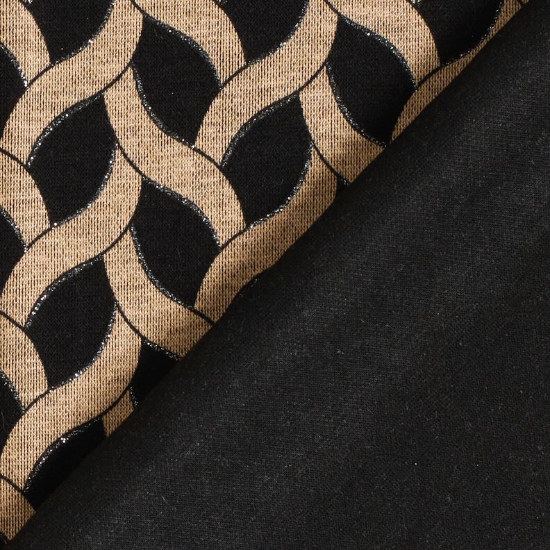 Viskosjersey glittrigt flätmönster – svart/apricot,  image number 4