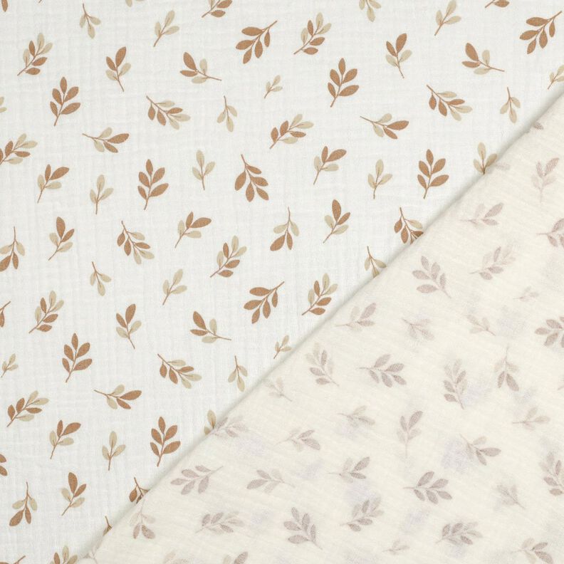 Muslin/Dubbel-krinkelväv kvistar | Poppy Fabrics – elfenbensvit/moka, image number 4