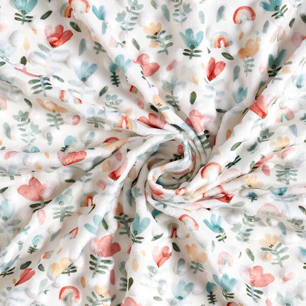 Mysfleece präglade prickar och blommor – vit, image number 4