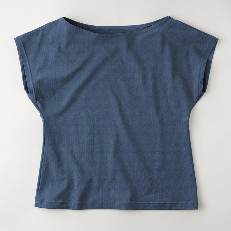 Bomullsjersey medium enfärgad – havsblå, image number 9