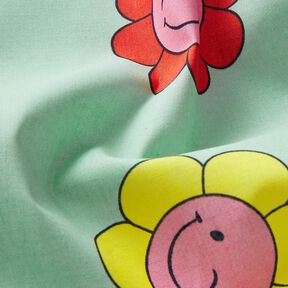Behandlad bomull Glada blommor | Poppy Fabrics – mint/citrongul, 