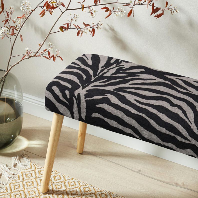 Stoppningstyg Jacquard zebra – svart/grå, image number 8