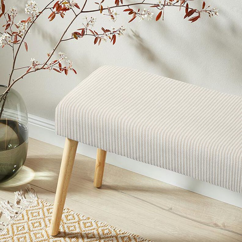 Dekorationstyg Jacquard diskreta ränder – mörkbeige,  image number 5