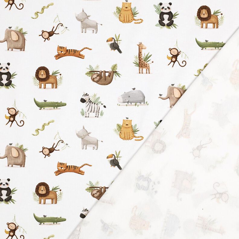 GOTS Bomullsjersey söta stäppdjur Digitaltryck | Poppy Fabrics – vit/ljusoliv,  image number 3