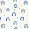 Bomullstyg Poplin söta regnbågar – blå/vit,  thumbnail number 1