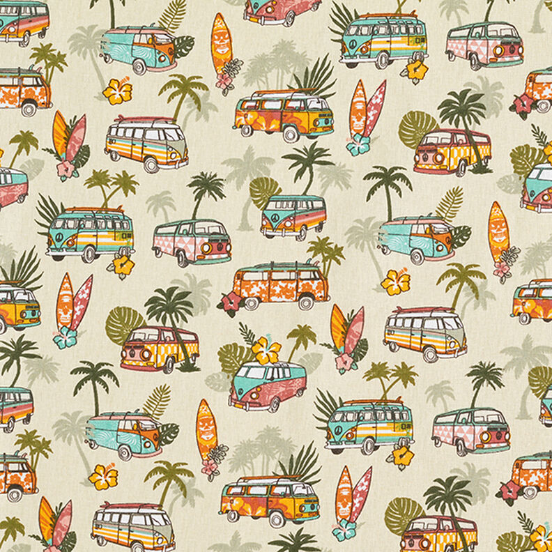 Bomullstyg Kretong Roadtrip Surf – beige,  image number 1