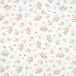 GOTS Muslin/Dubbel-krinkelväv Söta blommor  | Poppy Fabrics – elfenbensvit/brandgul, 