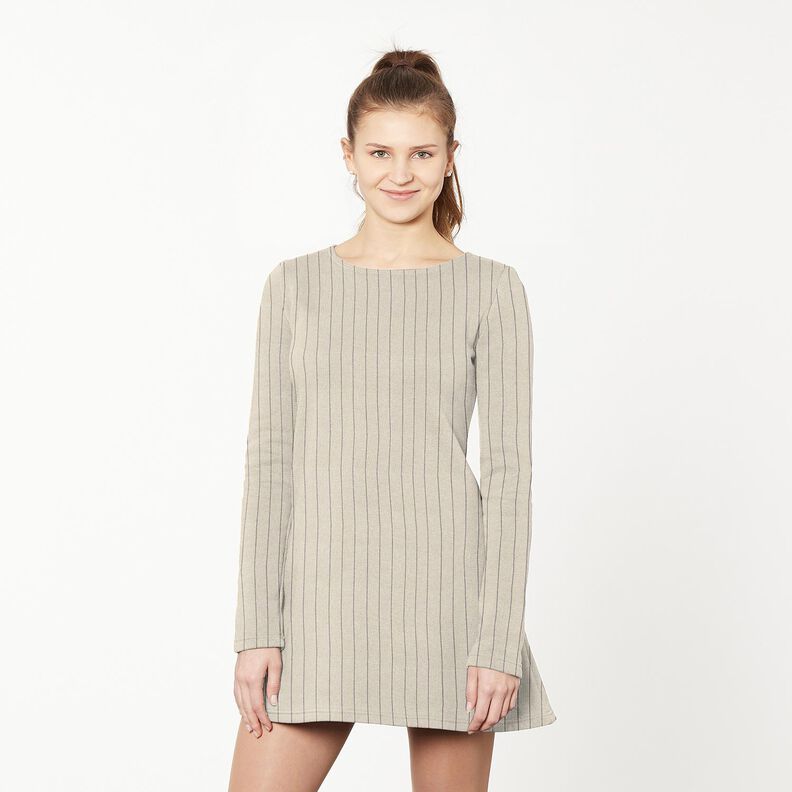 Stickad jacquard kritstrecksrandigt – beige/mörkbrun,  image number 5