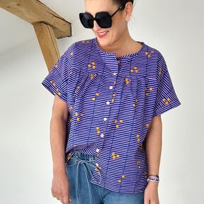 FRAU SUZY - ledig kortärmad blus med veck, Studio Schnittreif | XS - XXL, 