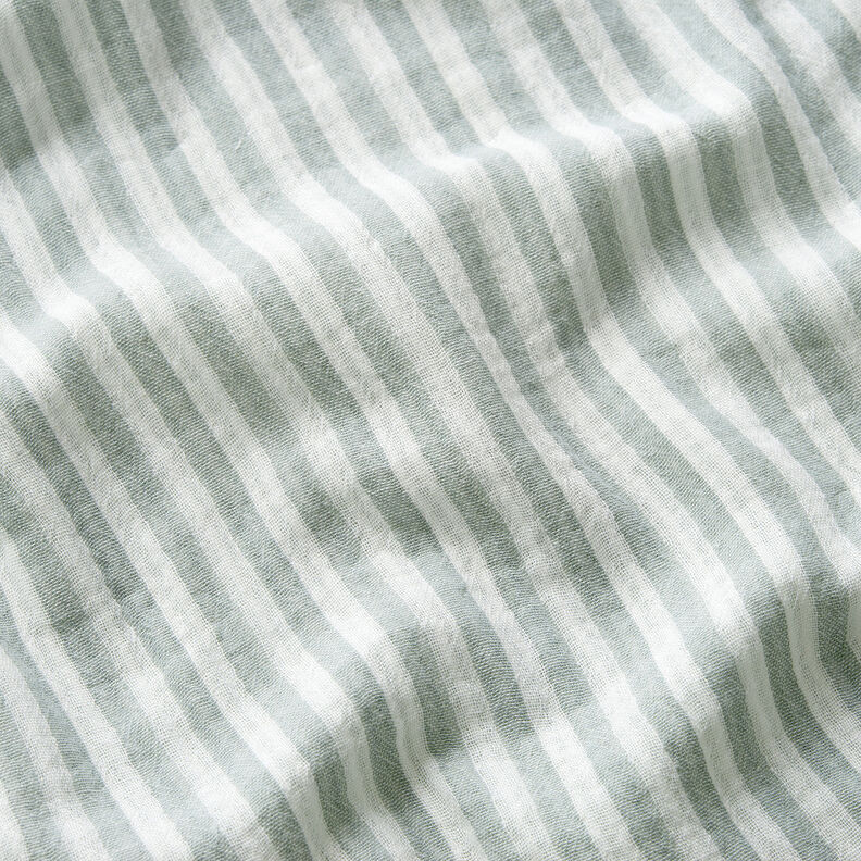 Muslin/Dubbel-krinkelväv Dubbelsidigt Ränder – vass/vit,  image number 2
