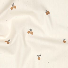 GOTS Bomullspoplin små citroner | Poppy Fabrics – natur/rådjursbrun, 