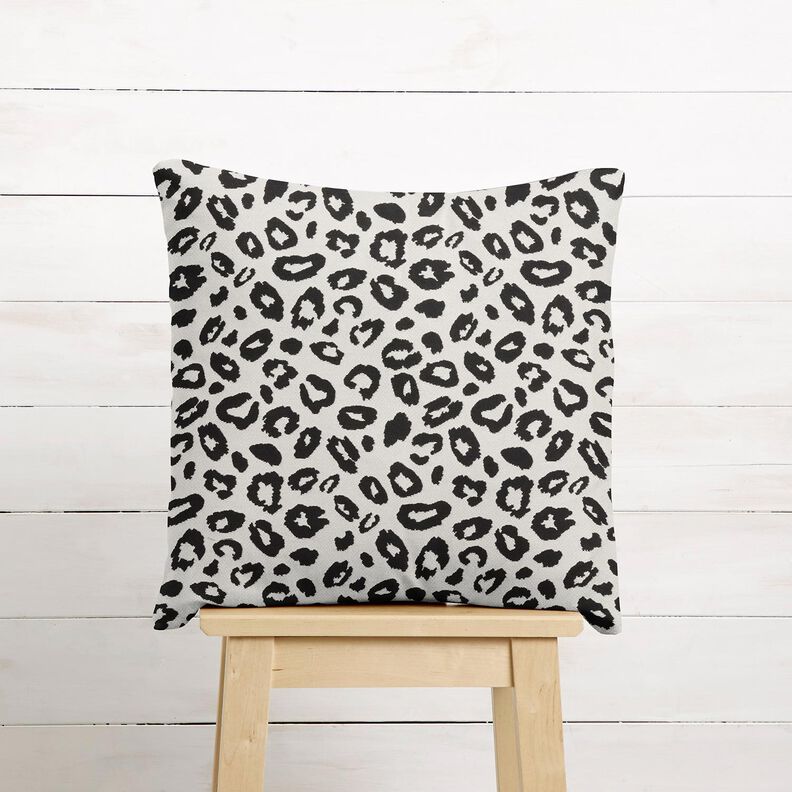 Dekorationstyg Jacquard leopardmönster – elfenbensvit/svart, image number 7