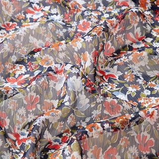 Crêpe chiffong blomsterhav – marinblått, 