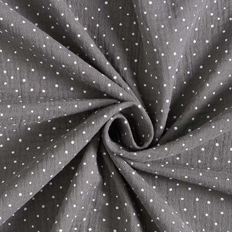 Muslin/Dubbel-krinkelväv prickar – skiffergrått/vit, image number 3