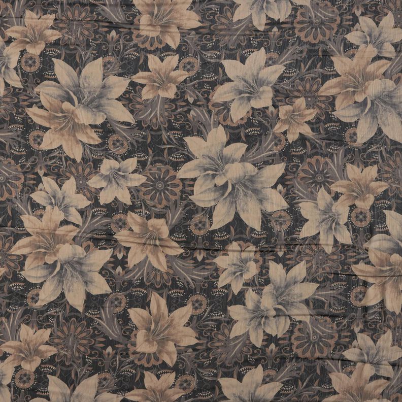 Chiffong stiliserade blommor – svart,  image number 1