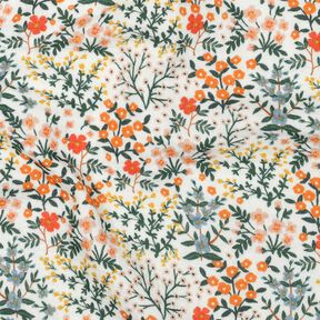 Muslin/Dubbel-krinkelväv Blomsteräng Digitaltryck | Poppy Fabrics – yllevit/persikofärgad, 