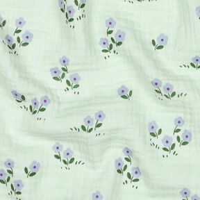 Muslin/Dubbel-krinkelv&auml;v sm&aring;blommor | Poppy Fabrics &ndash; ljus mint, 