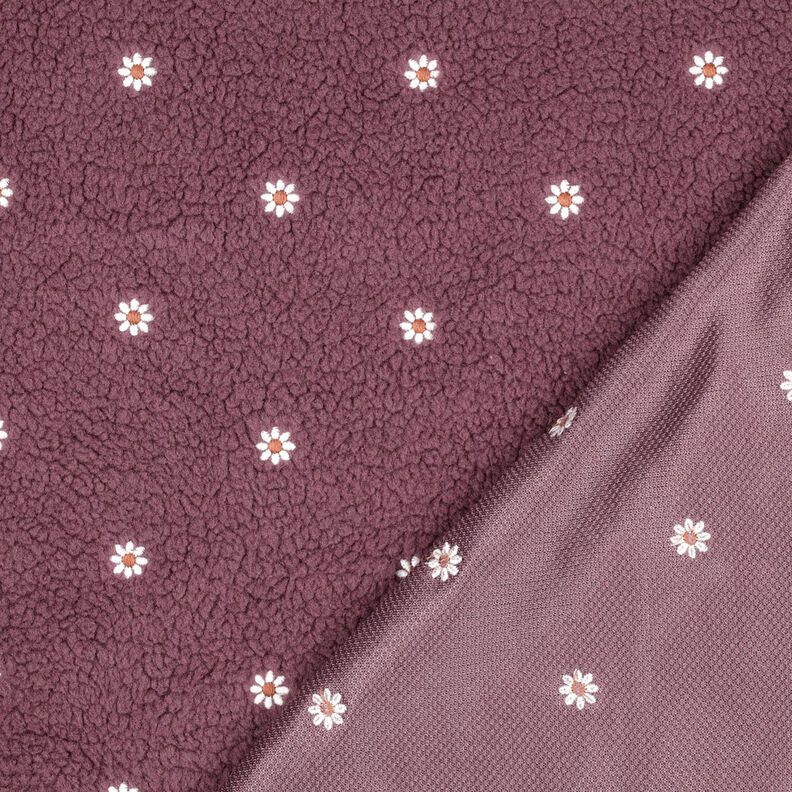 Teddyplysch broderade småblommor | Poppy Fabrics – mörk gammelrosa,  image number 4