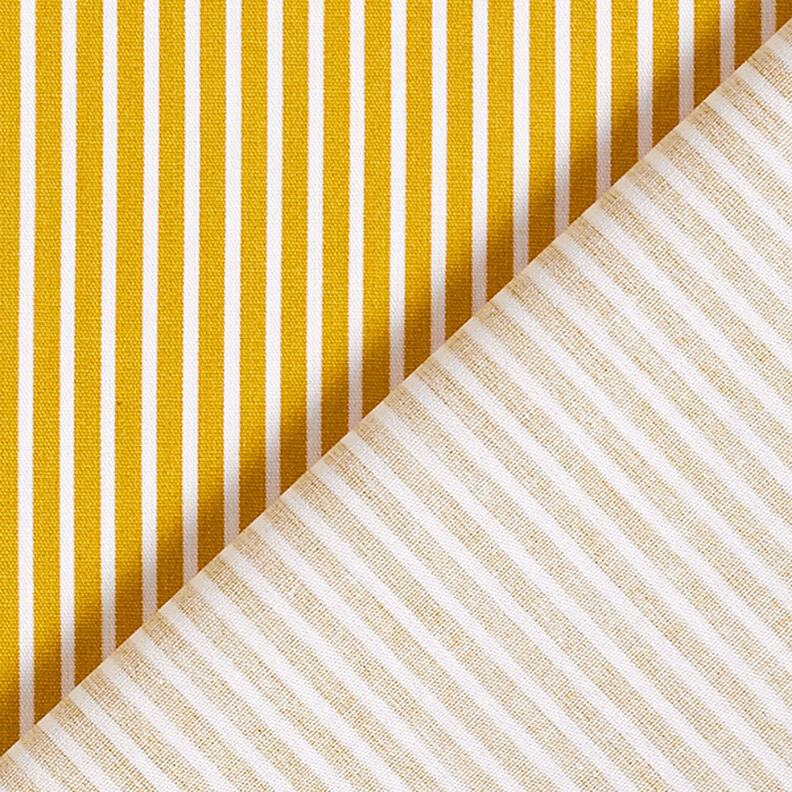 Bomullspoplin Ränder – senap/vit, image number 4